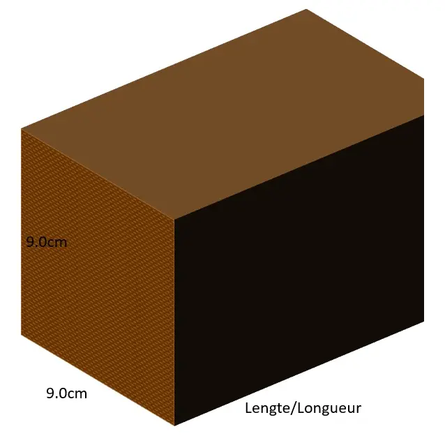 9.0 cm x 9.0 cm - Vierkant geïmpregneerde paal (1.90 m)